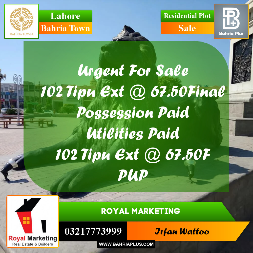 Residential Plot for Sale in Bahria Town, Lahore - (BP-229012)