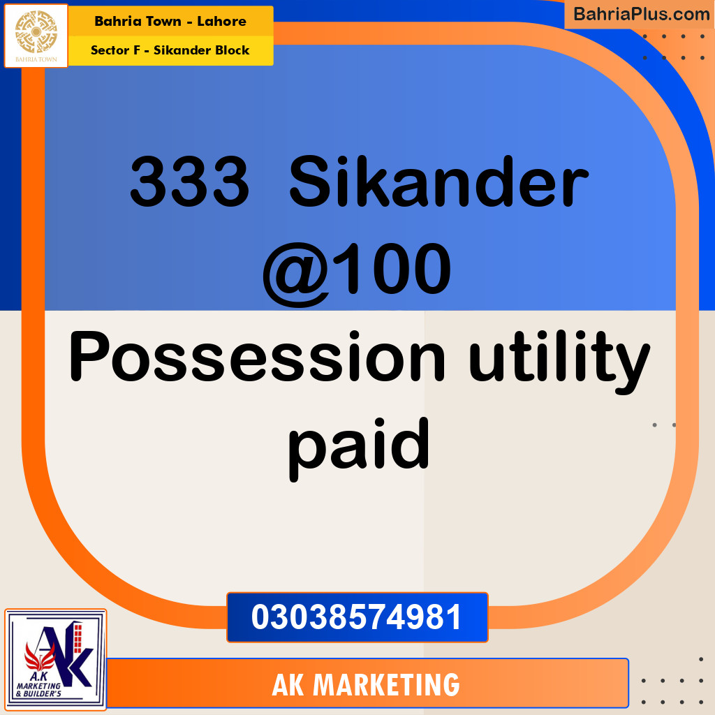 10 Marla Residential Plot for Sale in Sector F - Sikander Block -  Bahria Town, Lahore - (BP-229013)