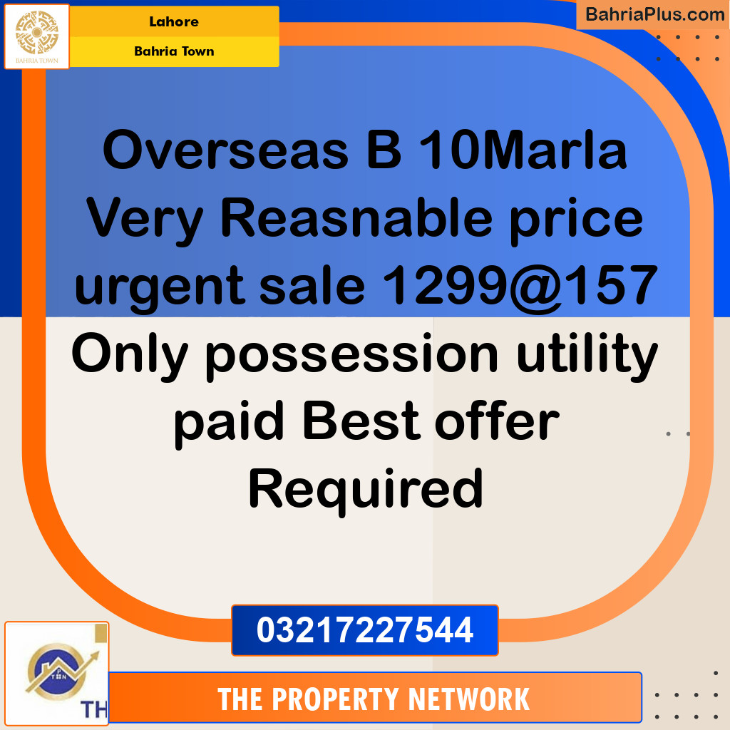 Residential Plot for Sale in Bahria Town, Lahore - (BP-229032)