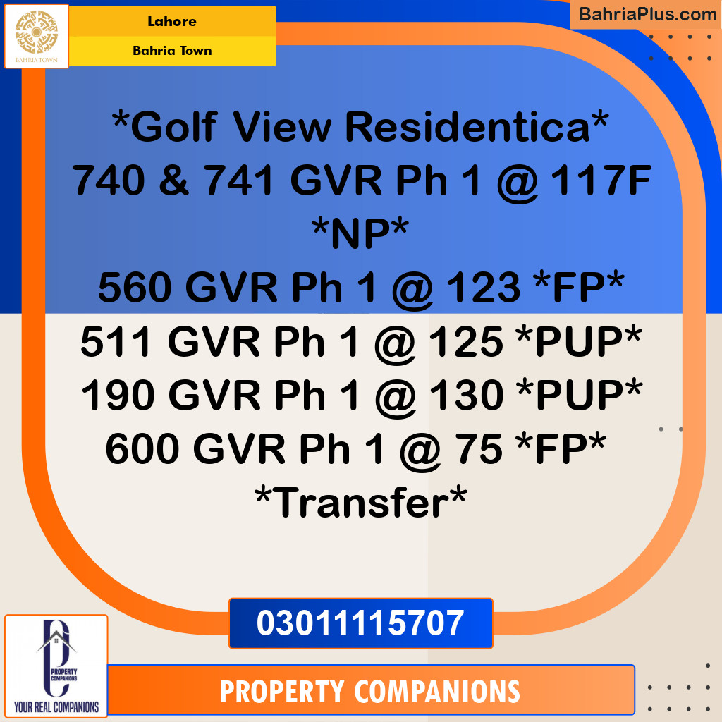 Residential Plot for Sale in Bahria Town, Lahore - (BP-229130)