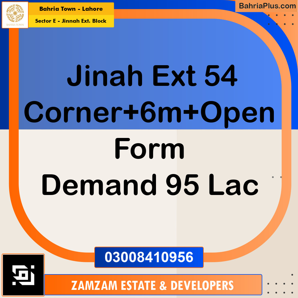 6 Marla Residential Plot for Sale in Sector E - Jinnah Ext. Block -  Bahria Town, Lahore - (BP-229161)