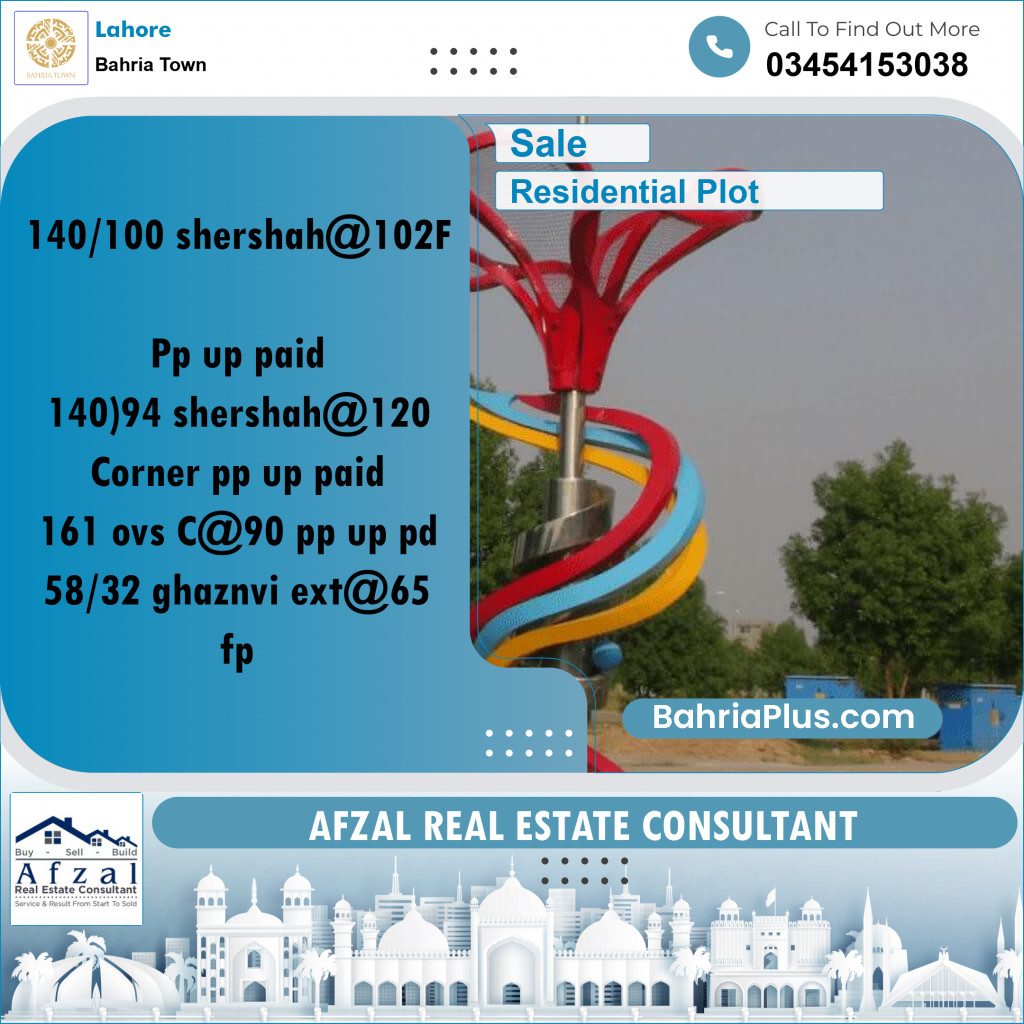 Residential Plot for Sale in Bahria Town, Lahore - (BP-229210)