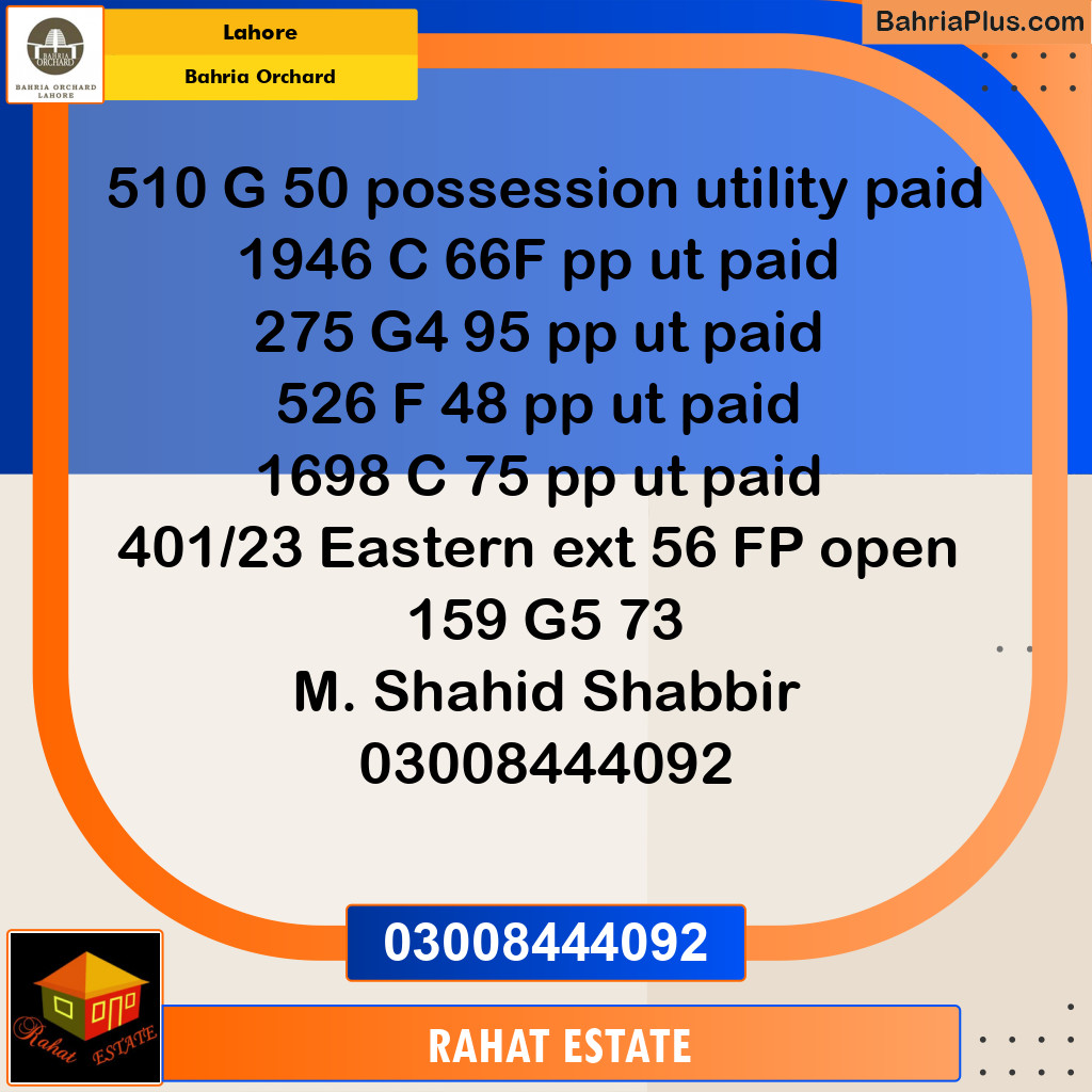 Residential Plot for Sale in Bahria Orchard, Lahore - (BP-229246)