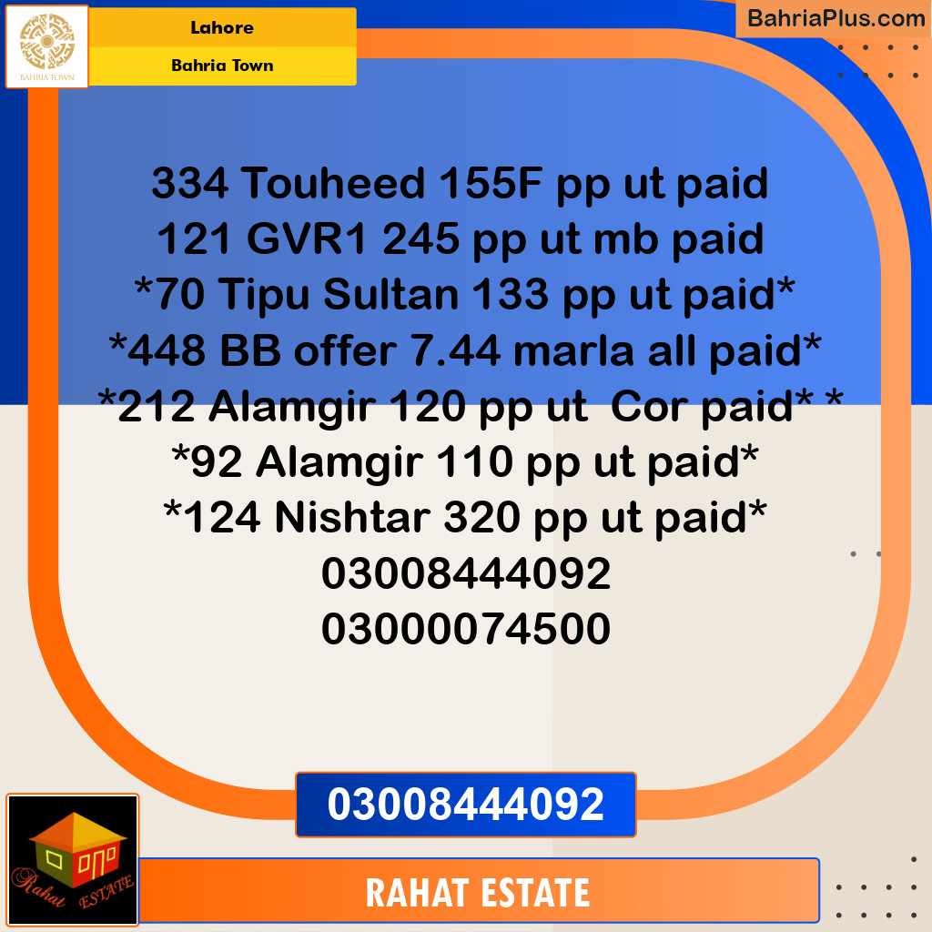 Residential Plot for Sale in Bahria Town, Lahore - (BP-229248)