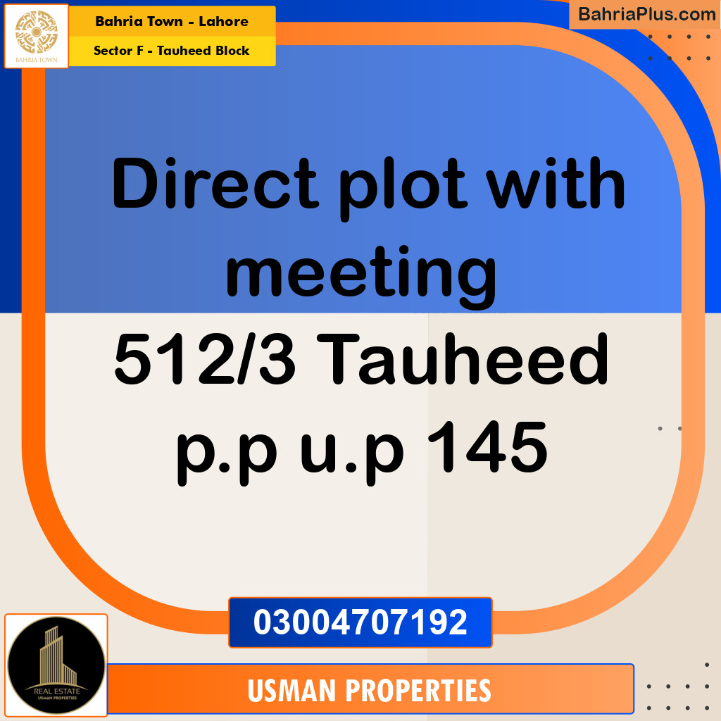 10 Marla Residential Plot for Sale in Sector F - Tauheed Block -  Bahria Town, Lahore - (BP-229251)