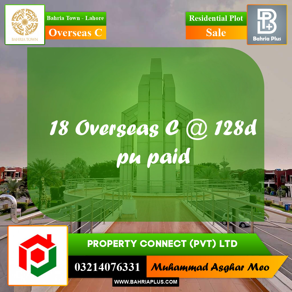 10 Marla Residential Plot for Sale in Overseas C - Bahria Town, Lahore - (BP-229336)