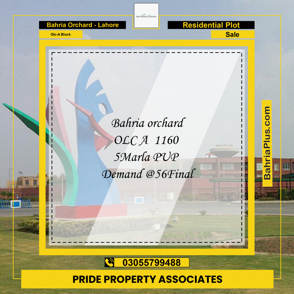 5 Marla Residential Plot for Sale in OLC-A Block -  Bahria Orchard, Lahore - (BP-229358)