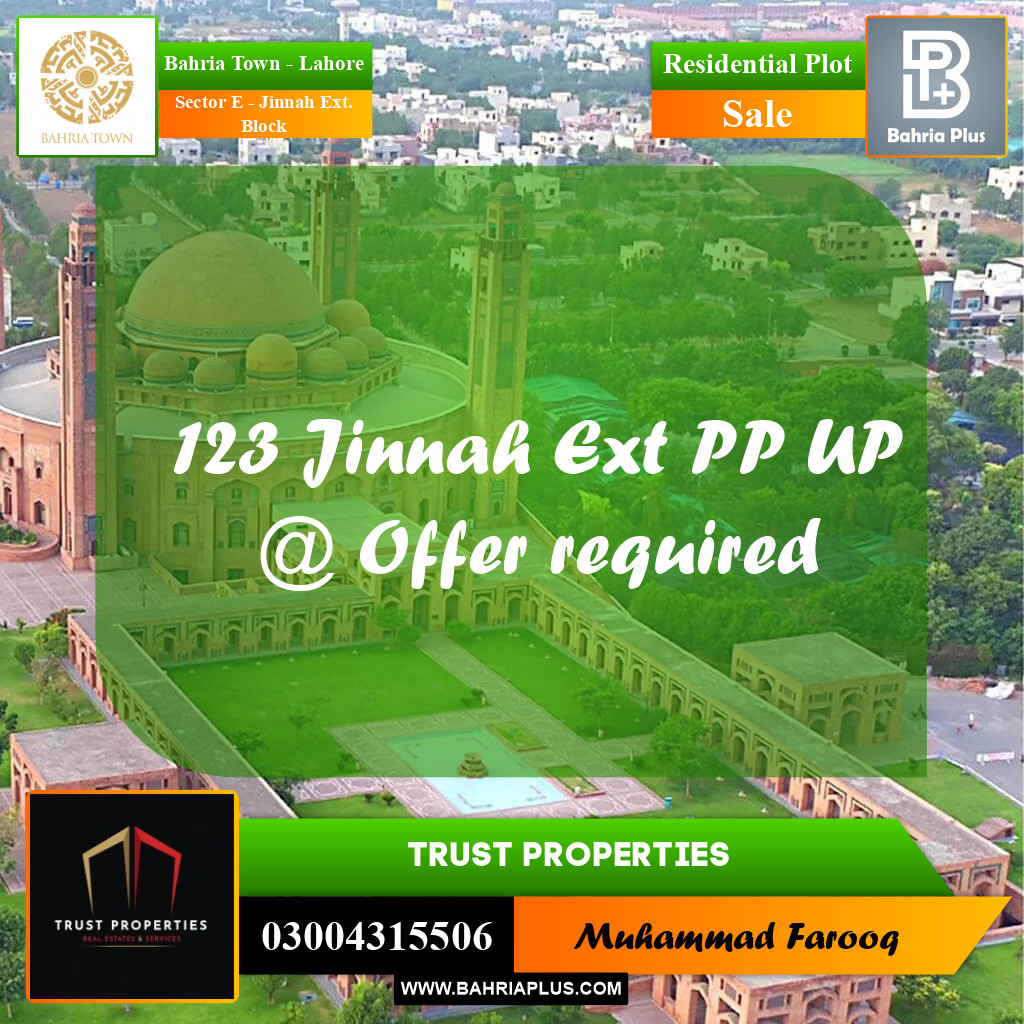 5 Marla Residential Plot for Sale in Sector E - Jinnah Ext. Block -  Bahria Town, Lahore - (BP-229389)