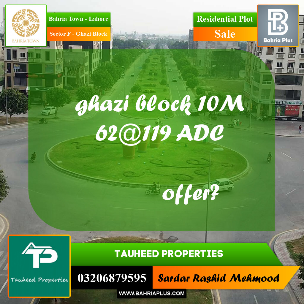 10 Marla Residential Plot for Sale in Sector F - Ghazi Block -  Bahria Town, Lahore - (BP-229502)