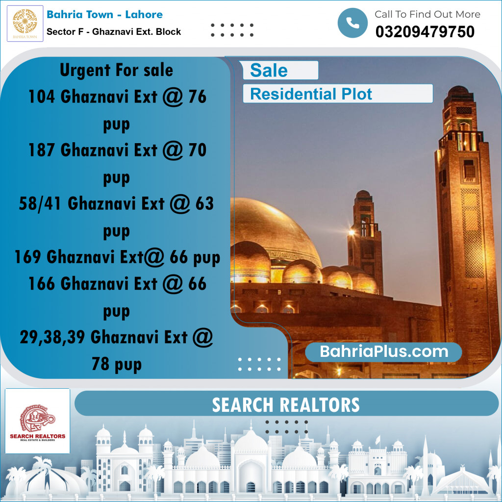 5 Marla Residential Plot for Sale in Sector F - Ghaznavi Ext. Block -  Bahria Town, Lahore - (BP-229606)