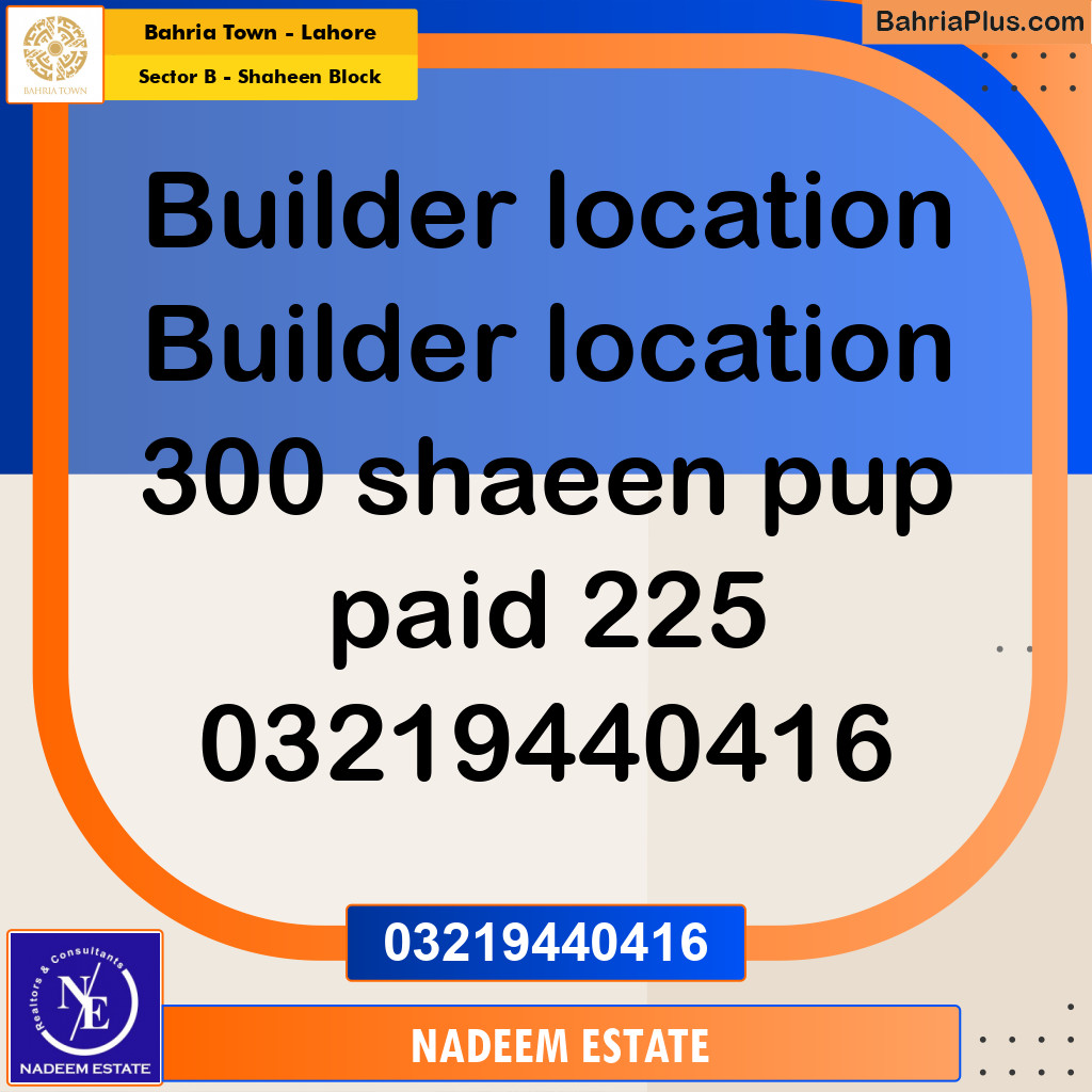 Residential Plot for Sale in Sector B - Shaheen Block -  Bahria Town, Lahore - (BP-229643)