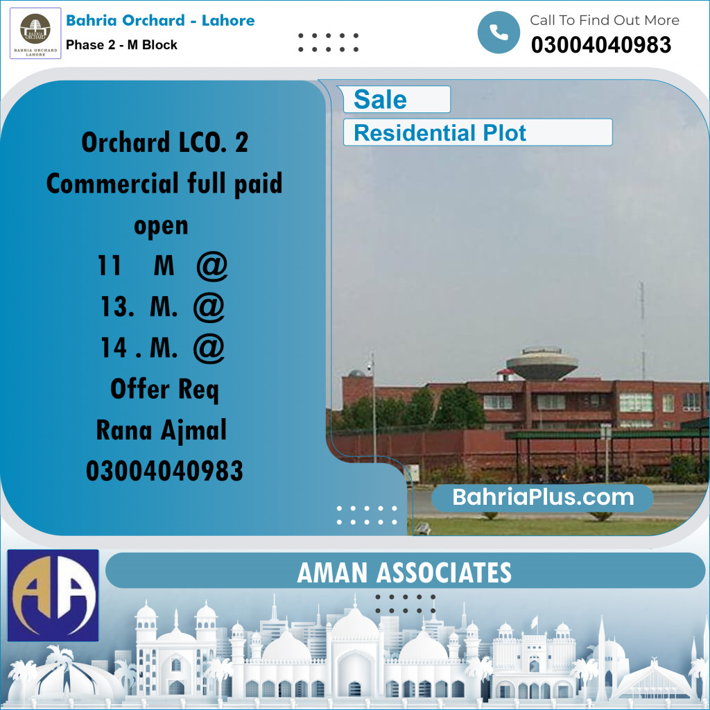 Residential Plot for Sale in Phase 2 - M Block -  Bahria Orchard, Lahore - (BP-229718)