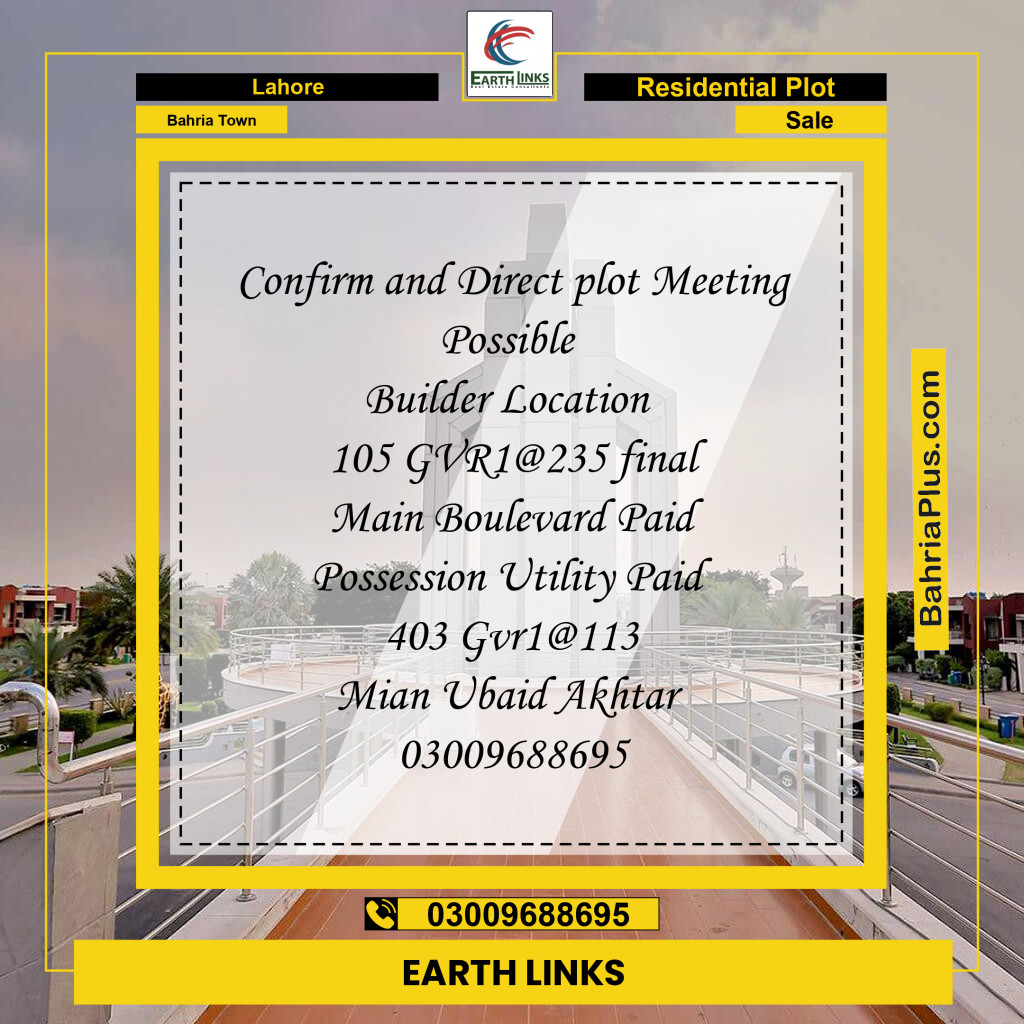 Residential Plot for Sale in Bahria Town, Lahore - (BP-229738)