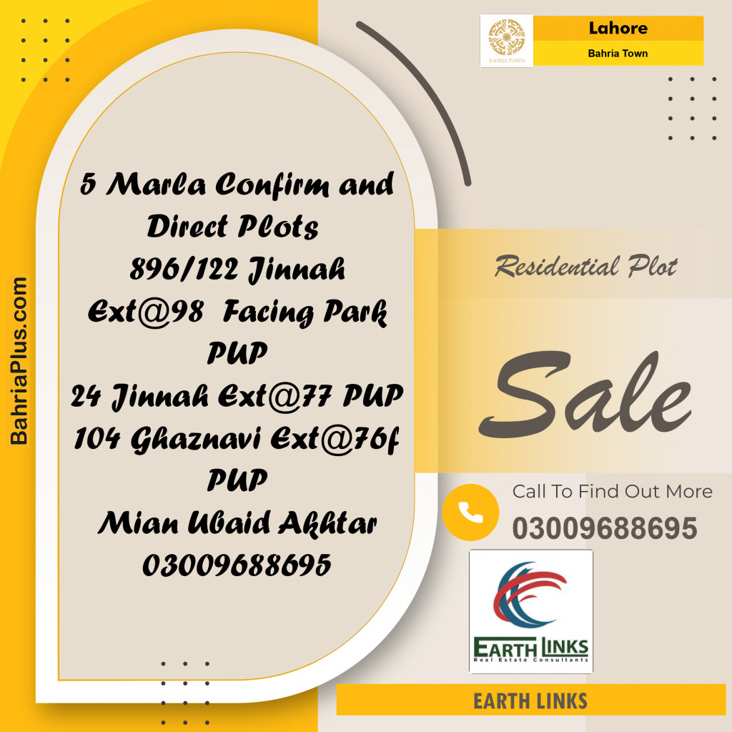 Residential Plot for Sale in Bahria Town, Lahore - (BP-229741)
