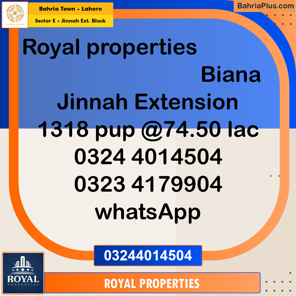 Residential Plot for Sale in Sector E - Jinnah Ext. Block -  Bahria Town, Lahore - (BP-229846)