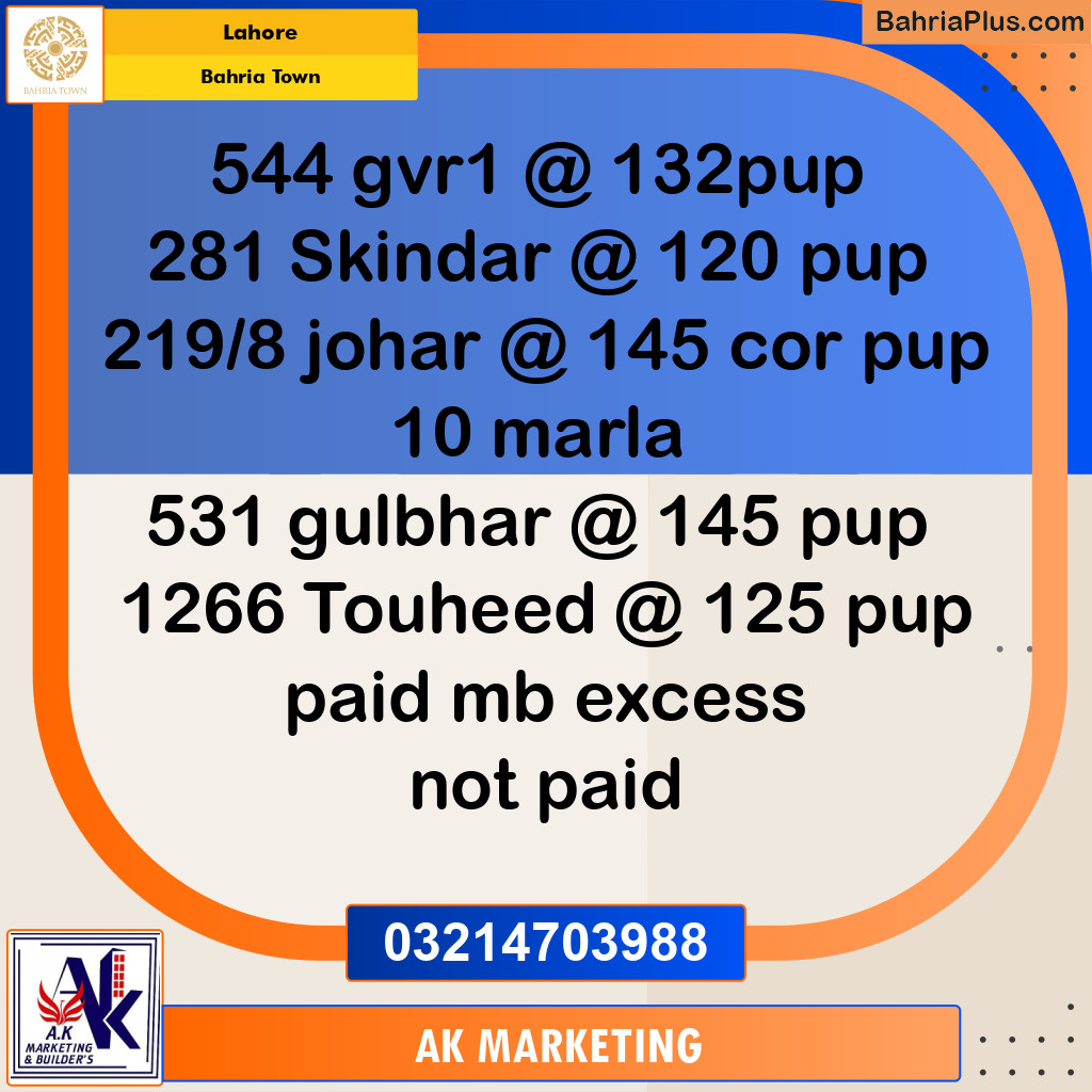 10 Marla Commercial Plot for Sale in Bahria Town, Lahore - (BP-229903)