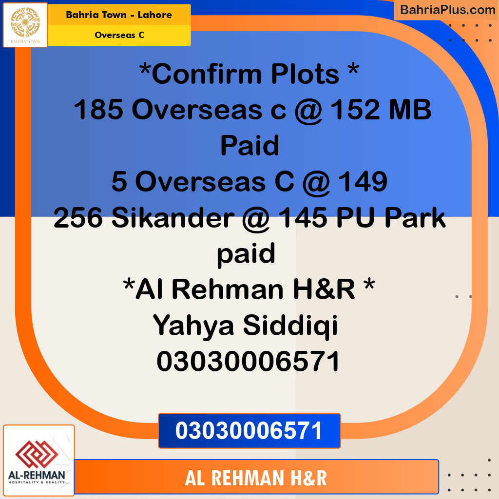 10 Marla Residential Plot for Sale in Overseas C -  Bahria Town, Lahore - (BP-229923)
