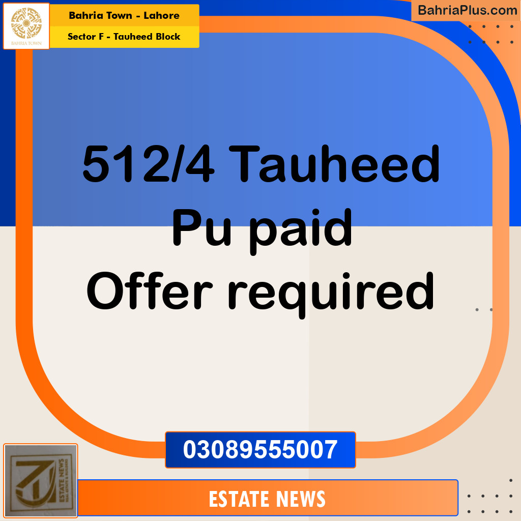 Residential Plot for Sale in Sector F - Tauheed Block -  Bahria Town, Lahore - (BP-229939)