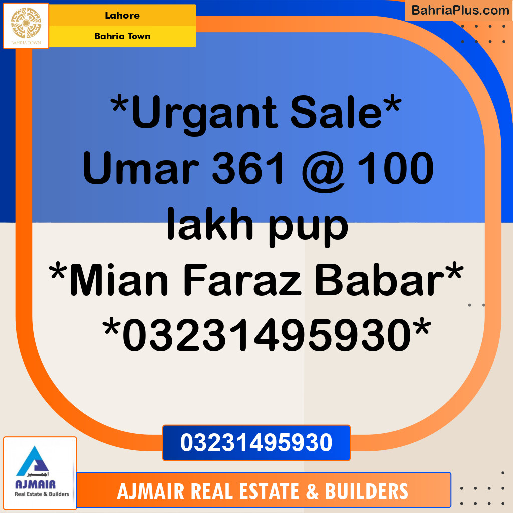 Residential Plot for Sale in Bahria Town, Lahore - (BP-230010)