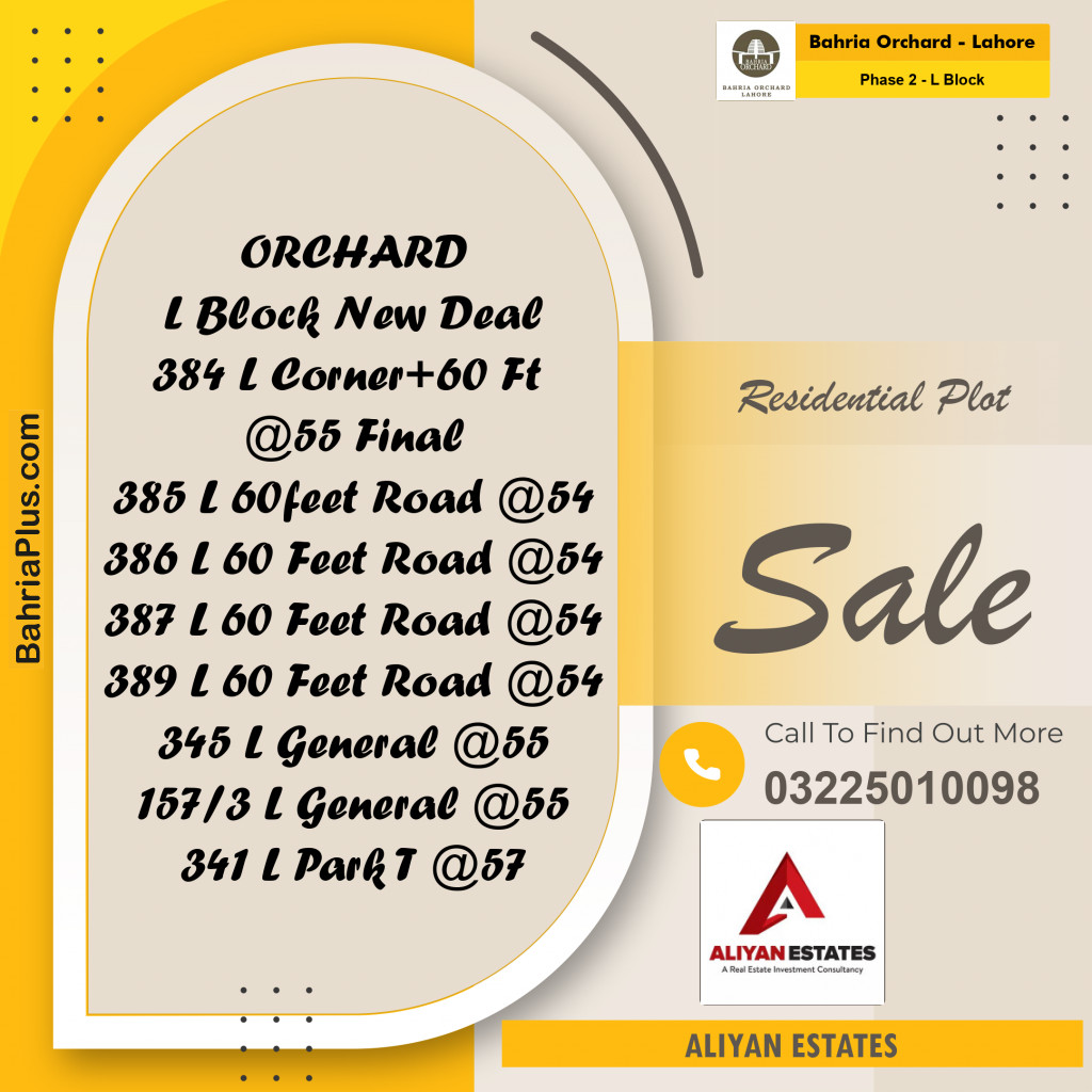 5 Marla Residential Plot for Sale in Phase 2 - L Block -  Bahria Orchard, Lahore - (BP-230024)