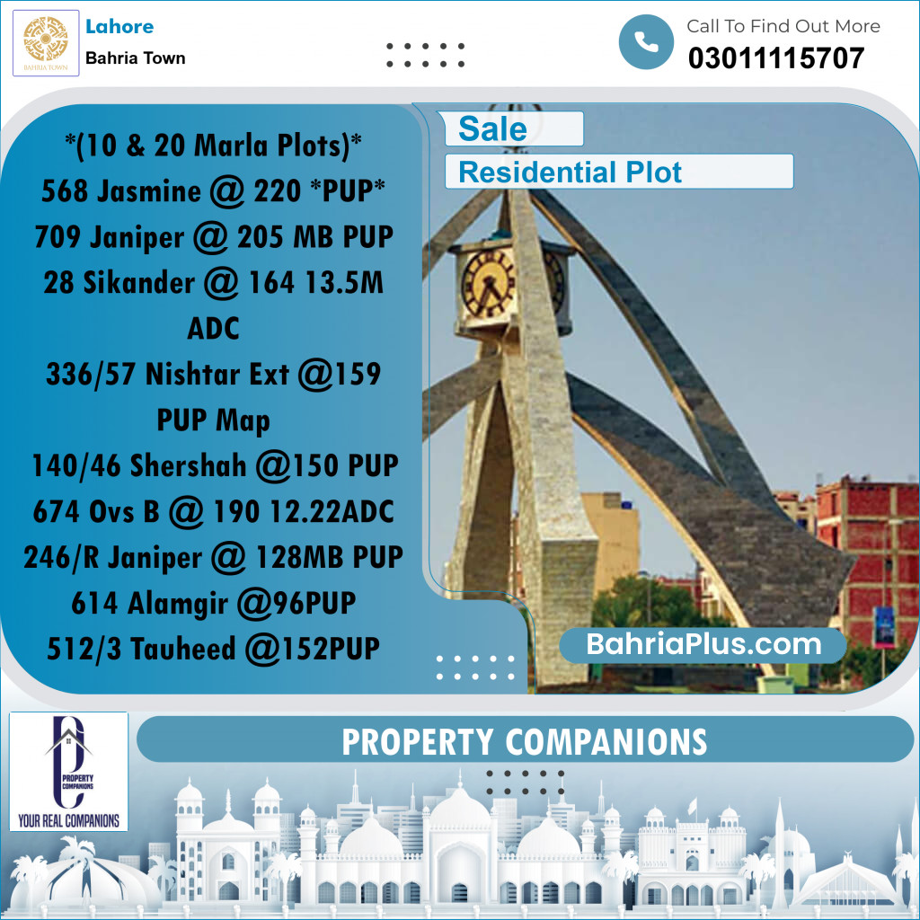 Residential Plot for Sale in Bahria Town, Lahore - (BP-230034)