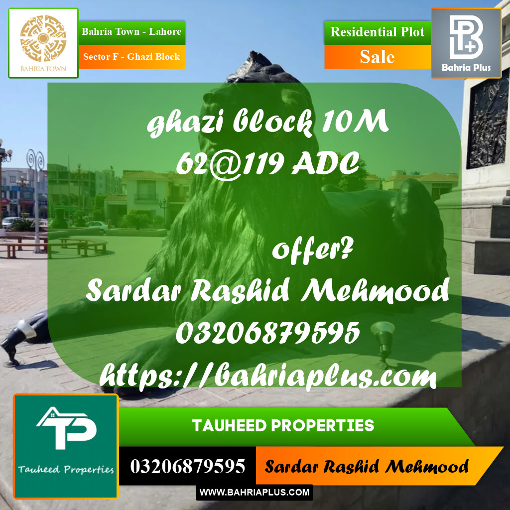 10 Marla Residential Plot for Sale in Sector F - Ghazi Block -  Bahria Town, Lahore - (BP-230058)