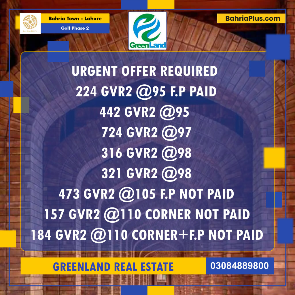 10 Marla Residential Plot for Sale in Golf Phase 2 -  Bahria Town, Lahore - (BP-230074)