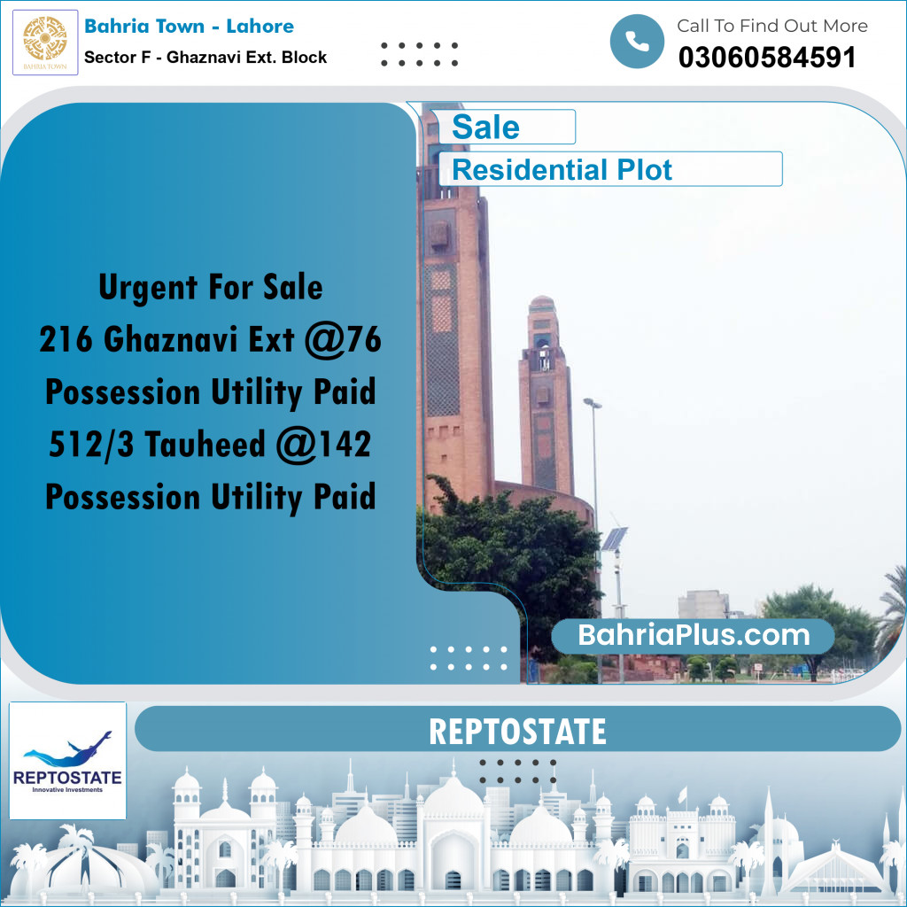 5 Marla Residential Plot for Sale in Sector F - Ghaznavi Ext. Block -  Bahria Town, Lahore - (BP-230076)