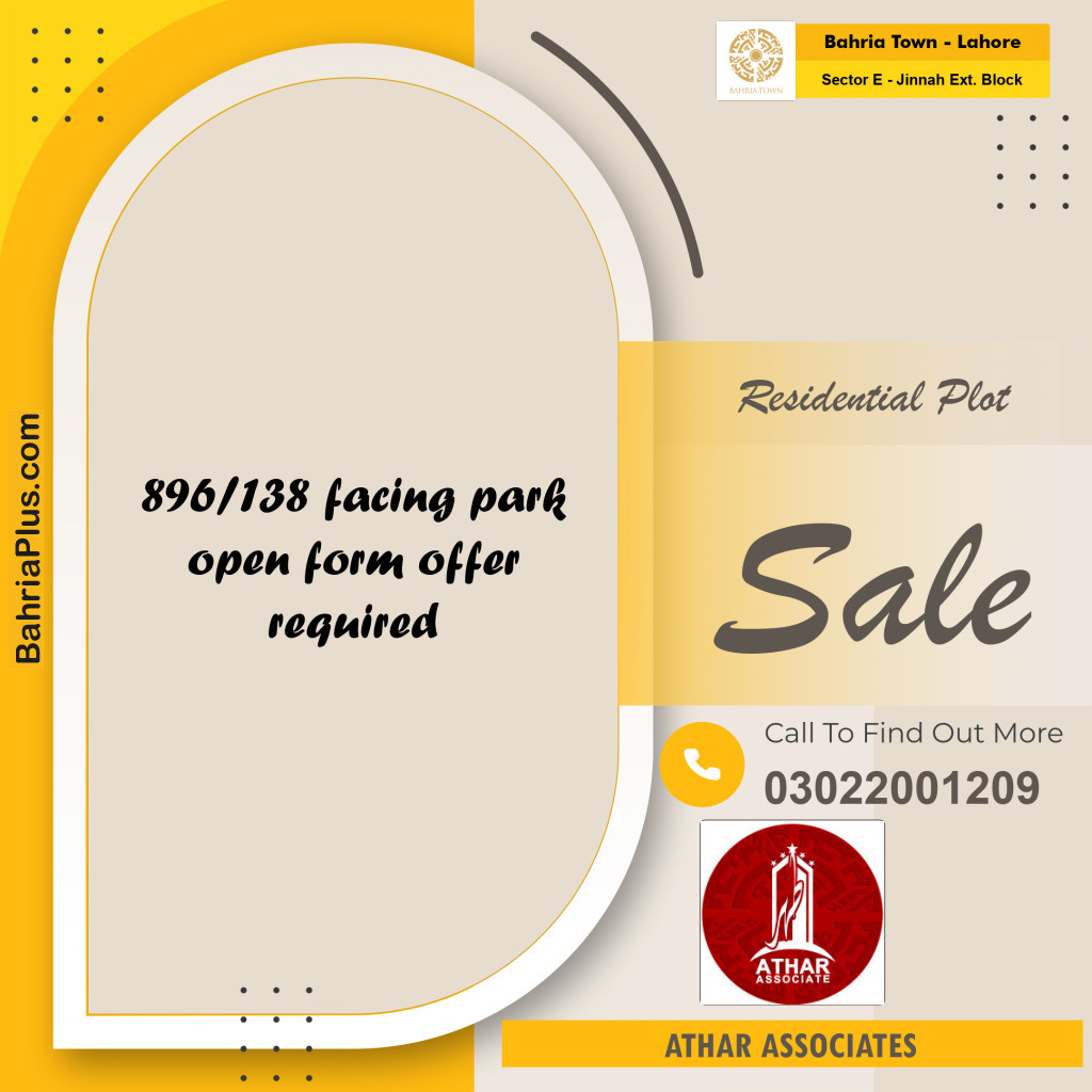 5 Marla Residential Plot for Sale in Sector E - Jinnah Ext. Block -  Bahria Town, Lahore - (BP-230146)