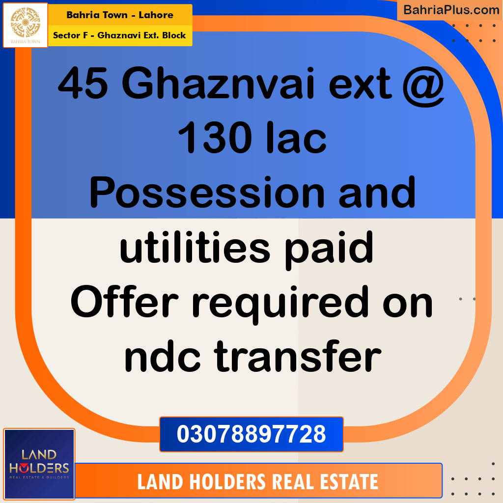 10 Marla Residential Plot for Sale in Sector F - Ghaznavi Ext. Block -  Bahria Town, Lahore - (BP-230211)