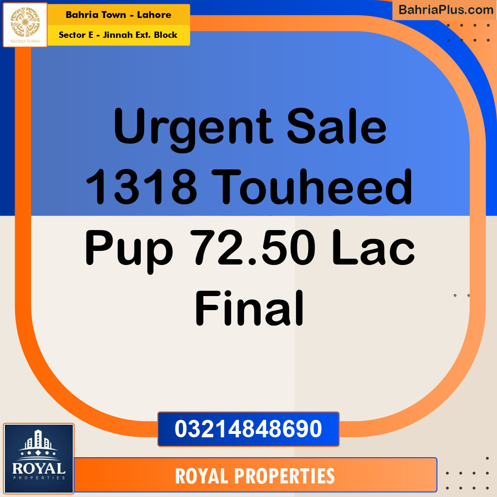 5 Marla Residential Plot for Sale in Sector E - Jinnah Ext. Block -  Bahria Town, Lahore - (BP-230290)