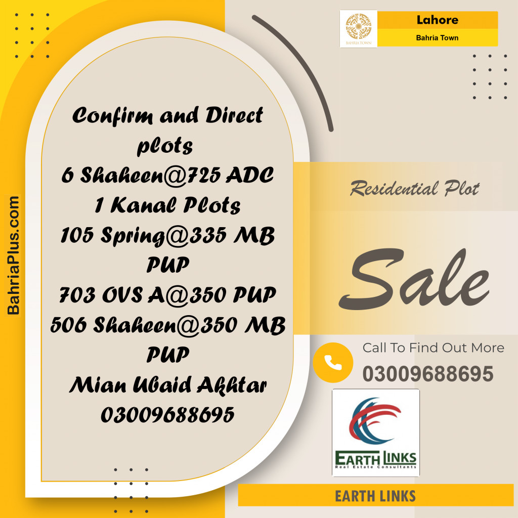 Residential Plot for Sale in Bahria Town, Lahore - (BP-230309)
