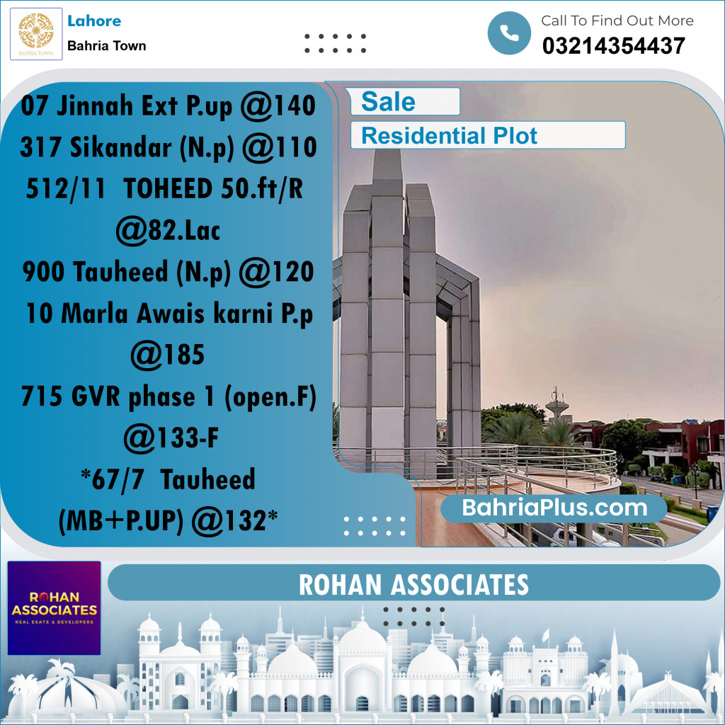 Residential Plot for Sale in Bahria Town, Lahore - (BP-230316)