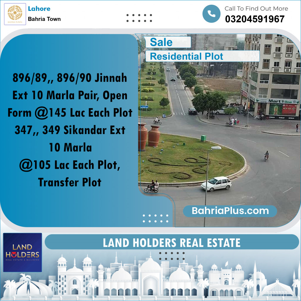 Residential Plot for Sale in Bahria Town, Lahore - (BP-230338)