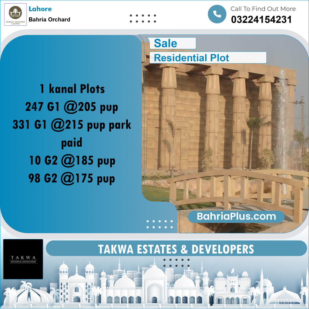 Residential Plot for Sale in Bahria Orchard, Lahore - (BP-230374)