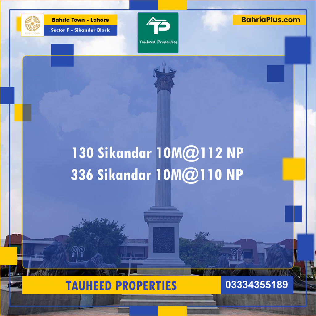 10 Marla Residential Plot for Sale in Sector F - Sikander Block -  Bahria Town, Lahore - (BP-230403)