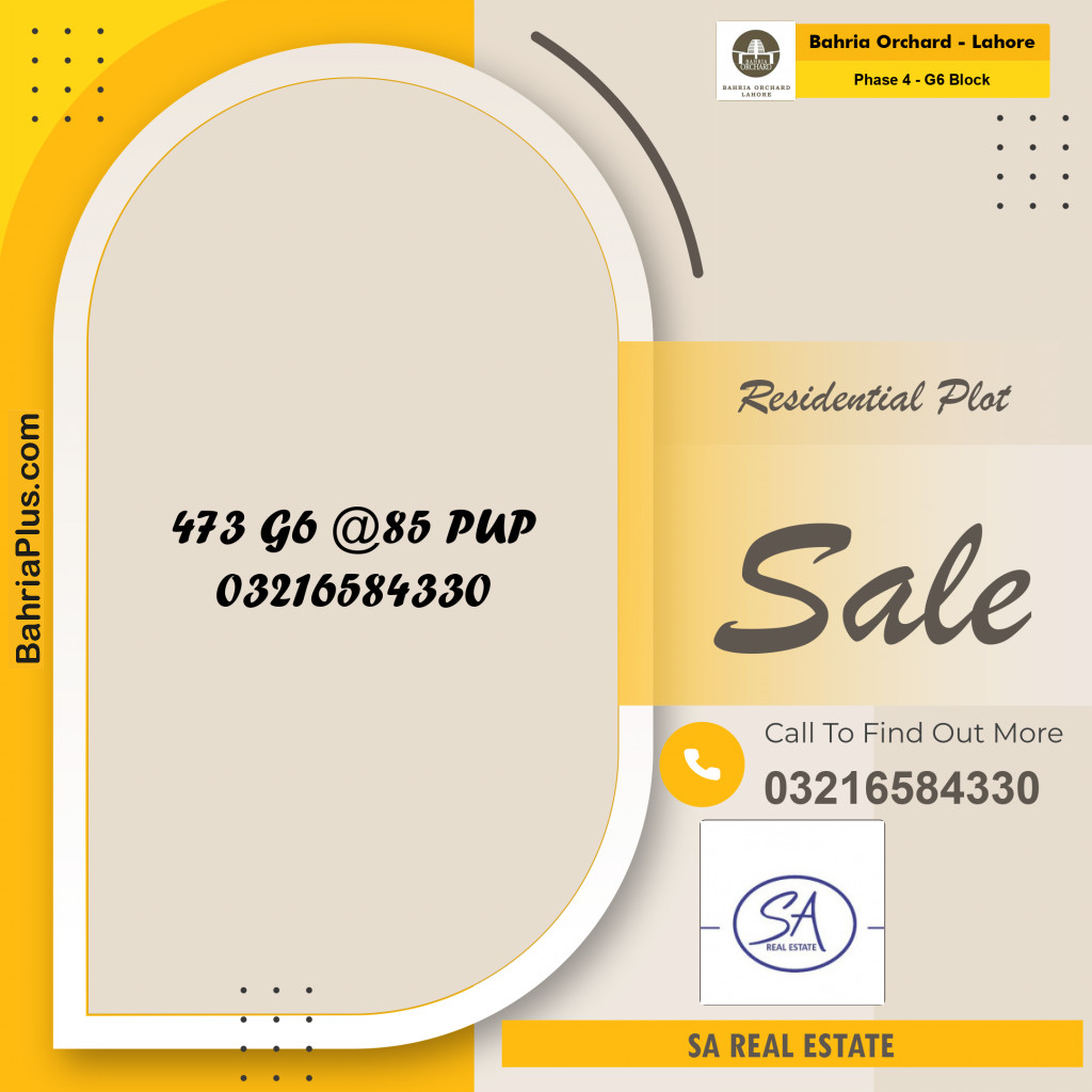 10 Marla Residential Plot for Sale in Phase 4 - G6 Block -  Bahria Orchard, Lahore - (BP-230427)