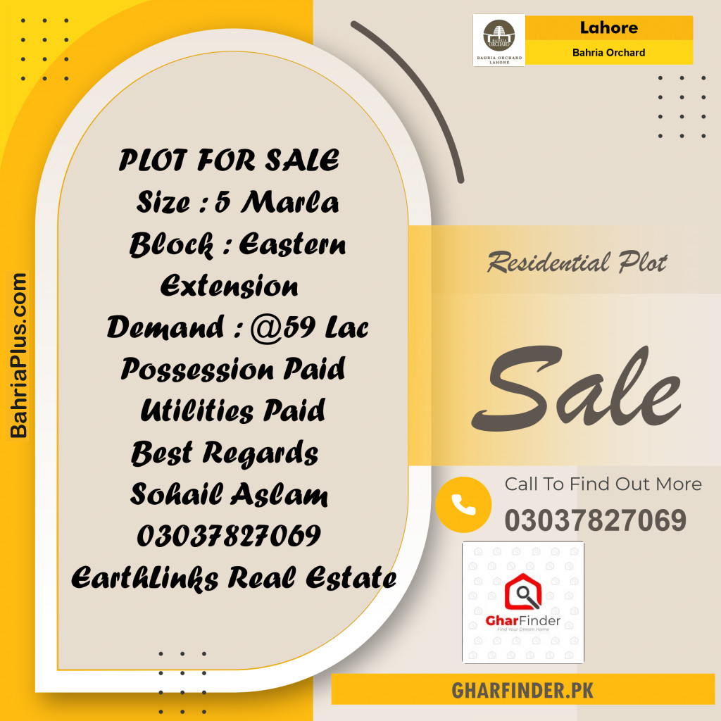 Residential Plot for Sale in Bahria Orchard, Lahore - (BP-230428)