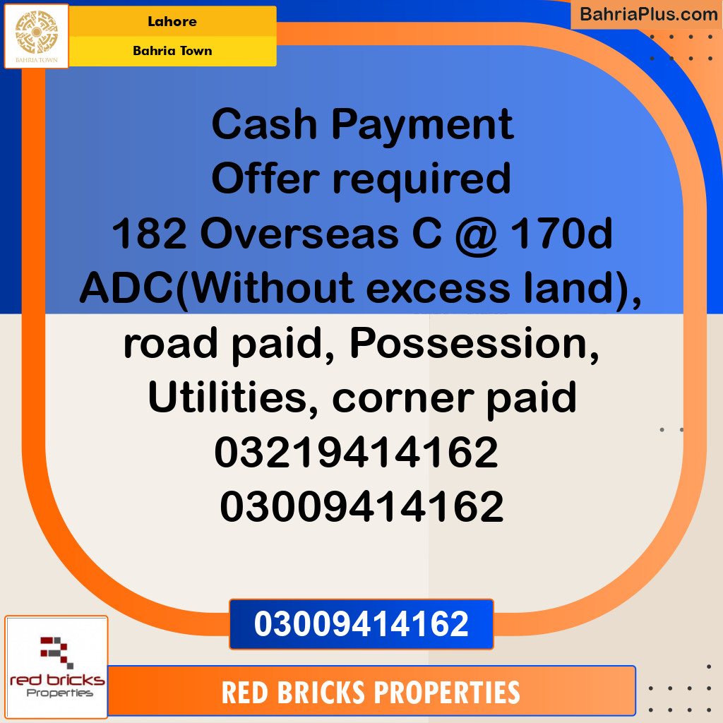 Residential Plot for Sale in Bahria Town, Lahore - (BP-230431)