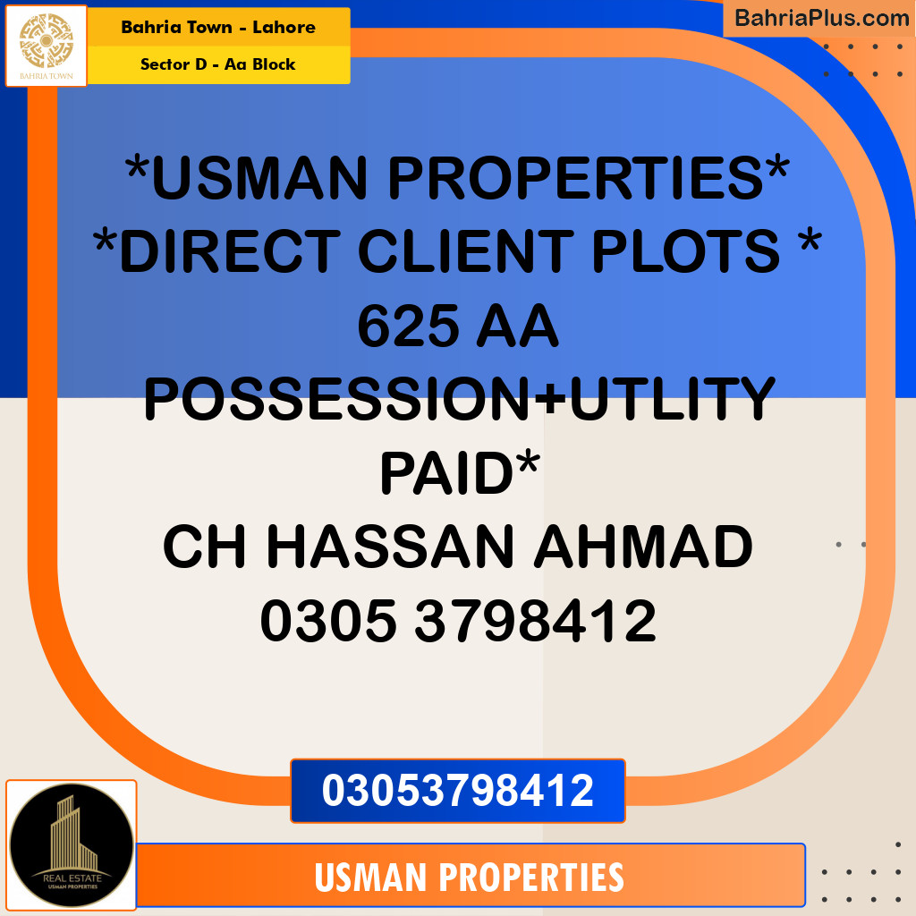 5 Marla Residential Plot for Sale in Sector D - AA Block -  Bahria Town, Lahore - (BP-230488)