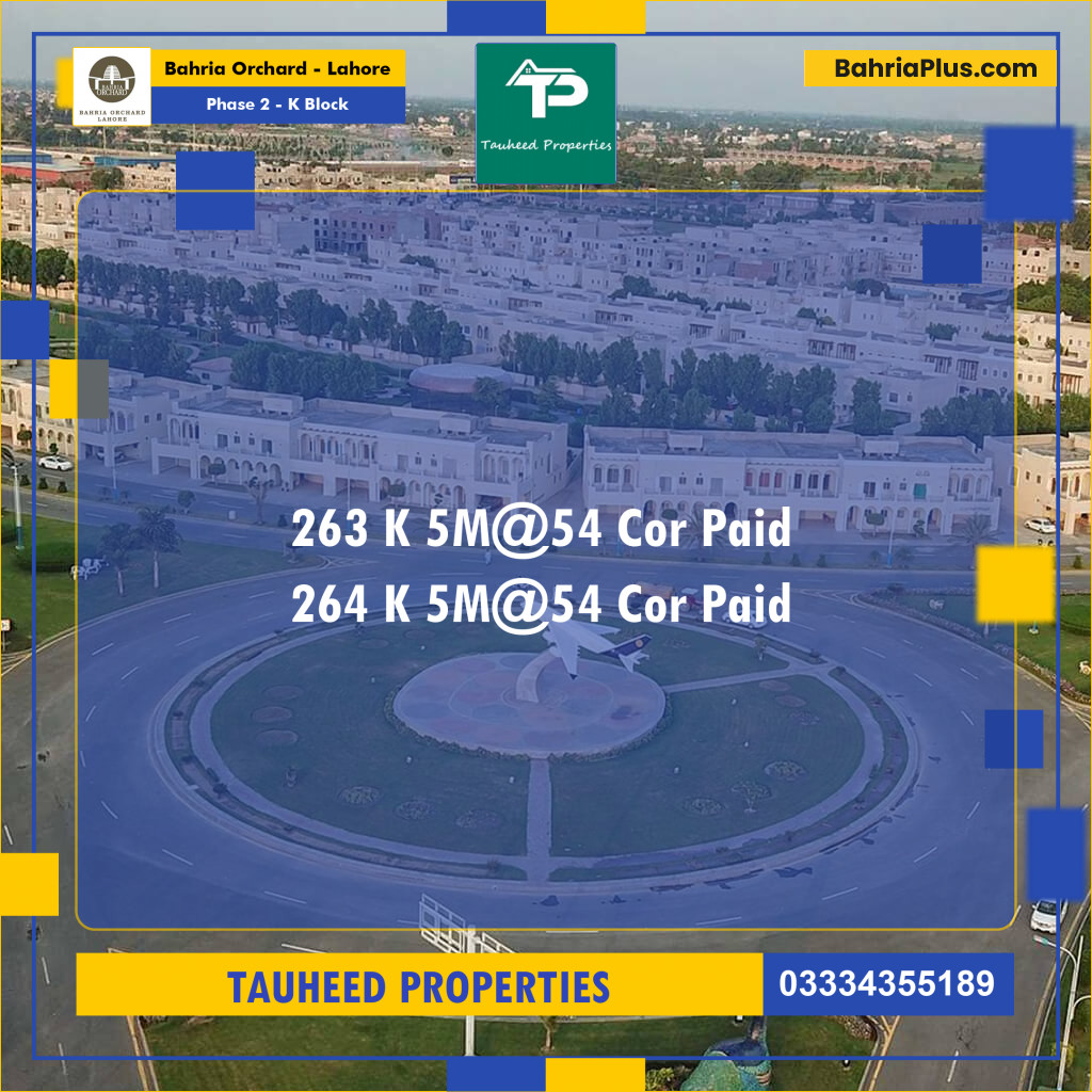 5 Marla Residential Plot for Sale in Phase 2 - K Block -  Bahria Orchard, Lahore - (BP-230491)