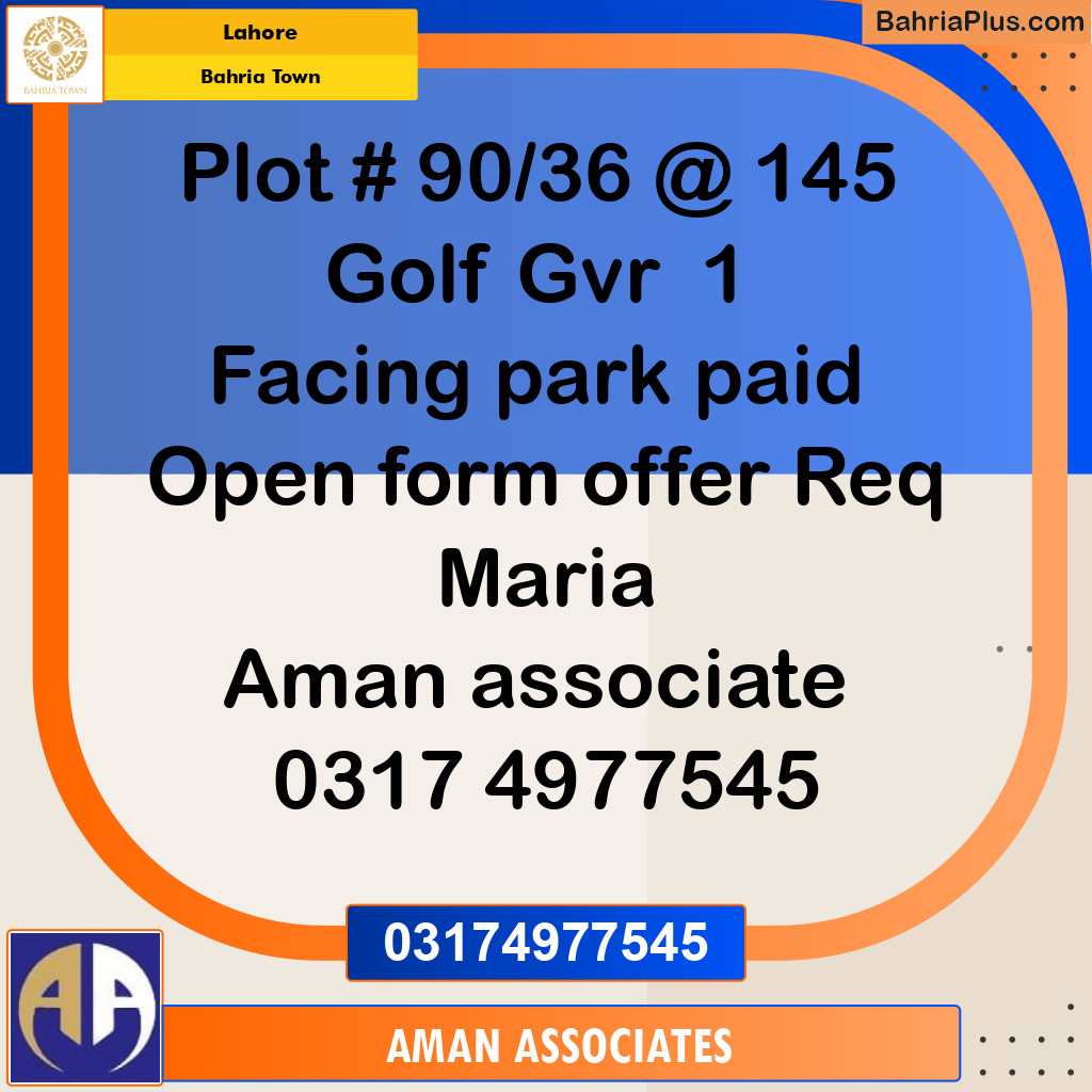 Residential Plot for Sale in Bahria Town, Lahore - (BP-230515)