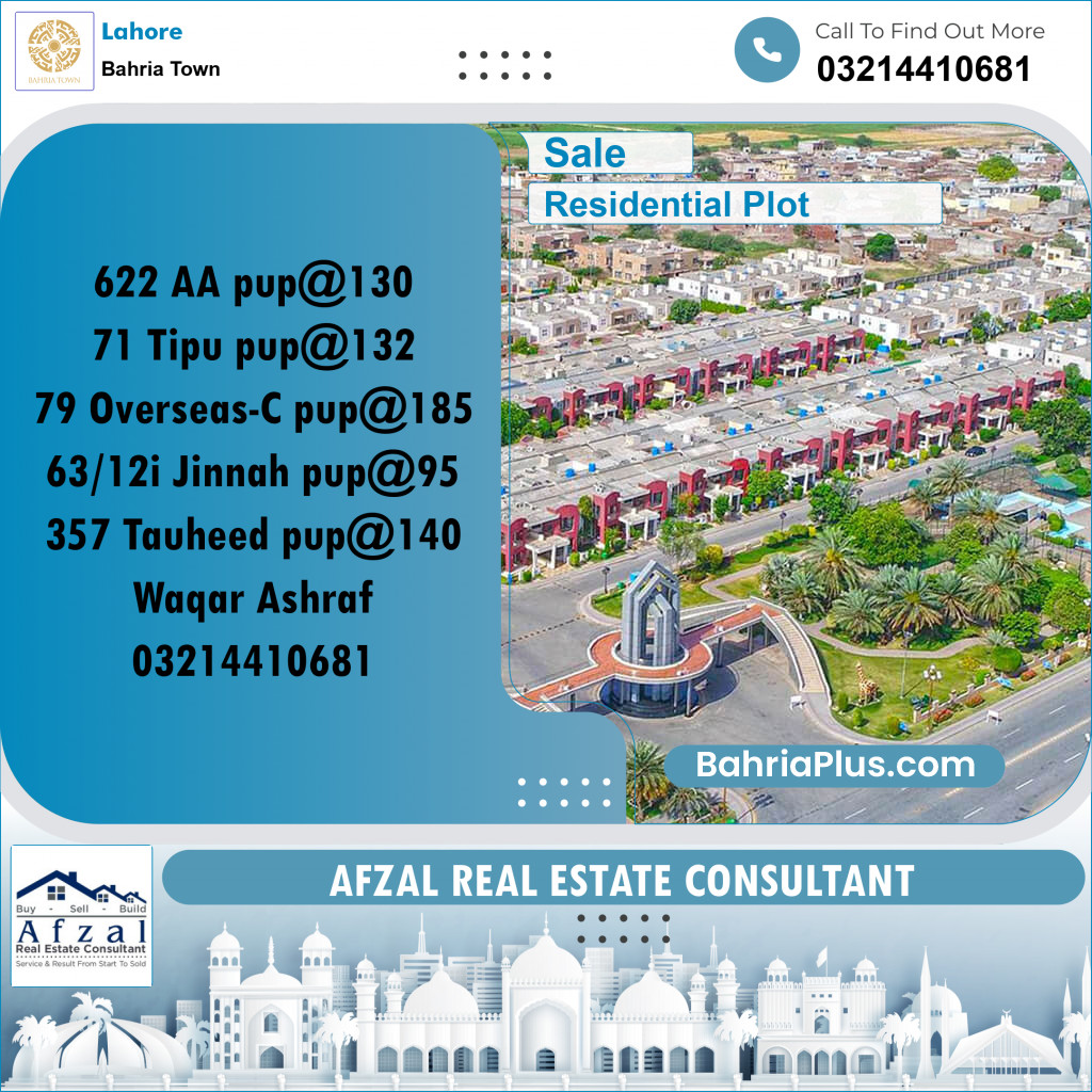 Residential Plot for Sale in Bahria Town, Lahore - (BP-230522)