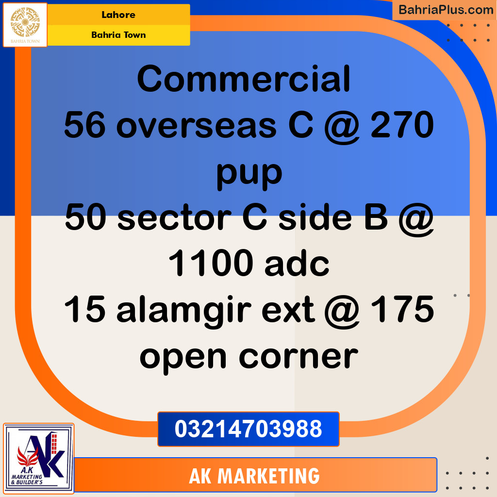 Commercial Plot for Sale in Bahria Town, Lahore - (BP-230534)