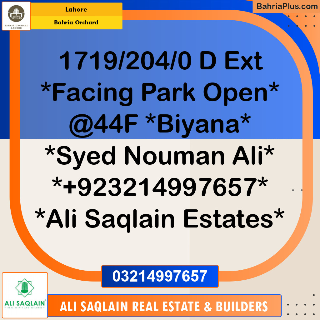 Residential Plot for Sale in Bahria Orchard, Lahore - (BP-230551)