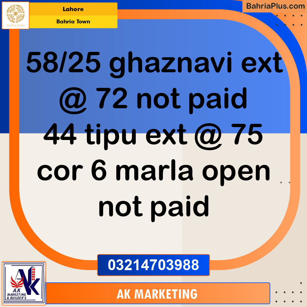 5 Marla Commercial Plot for Sale in Bahria Town, Lahore - (BP-230572)