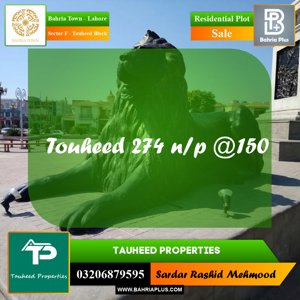 Residential Plot for Sale in Sector F - Tauheed Block -  Bahria Town, Lahore - (BP-230593)