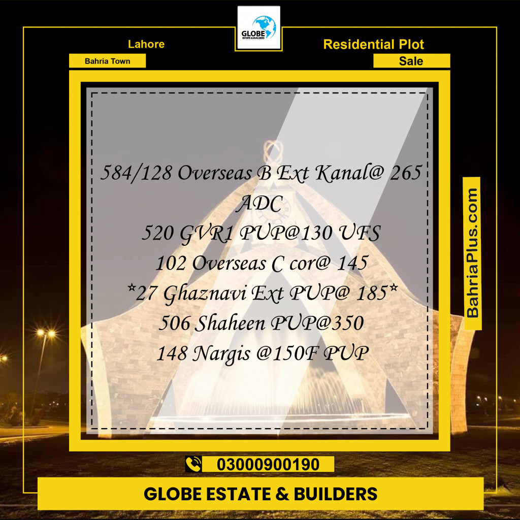 Residential Plot for Sale in Bahria Town, Lahore - (BP-230595)