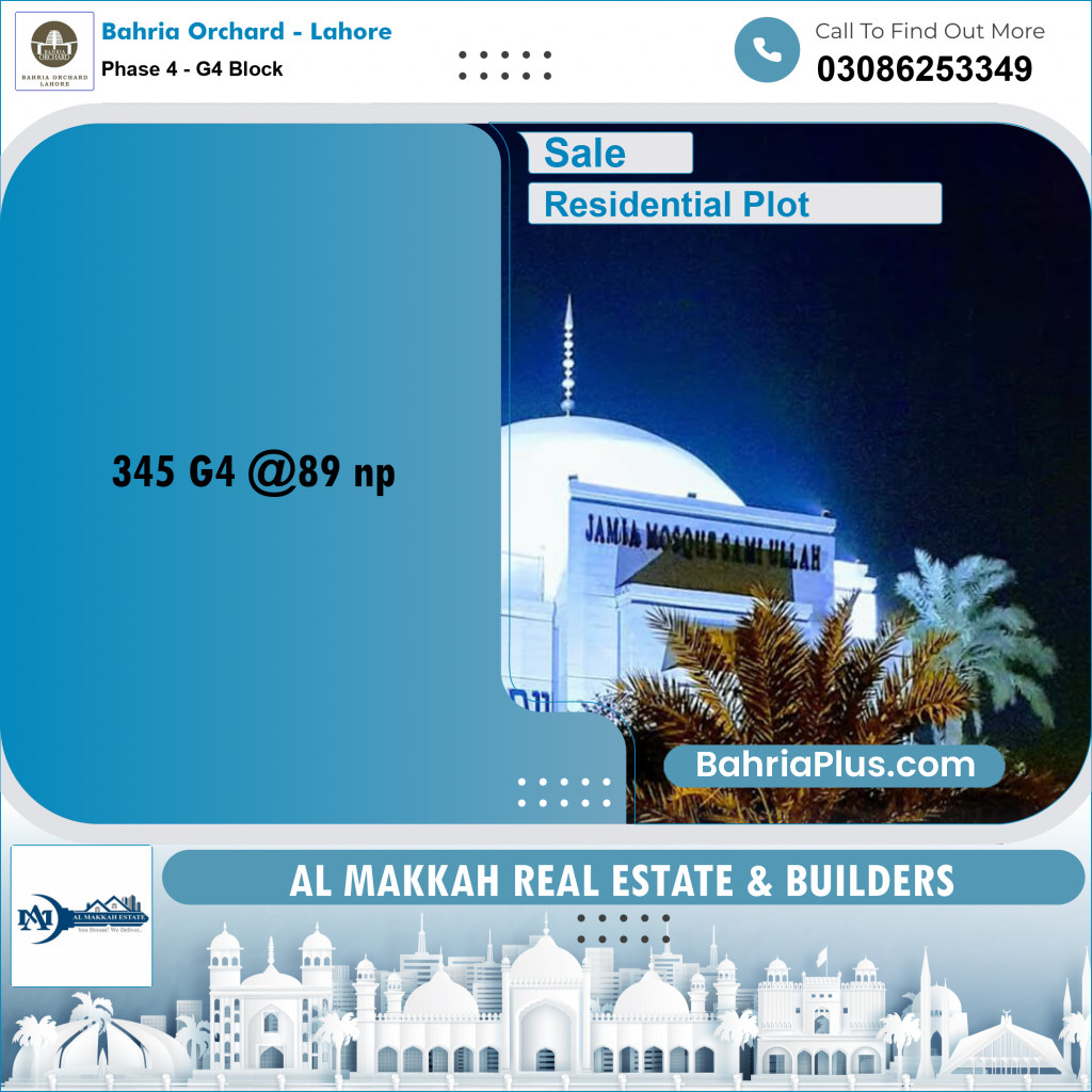 10 Marla Residential Plot for Sale in Phase 4 - G4 Block -  Bahria Orchard, Lahore - (BP-230612)