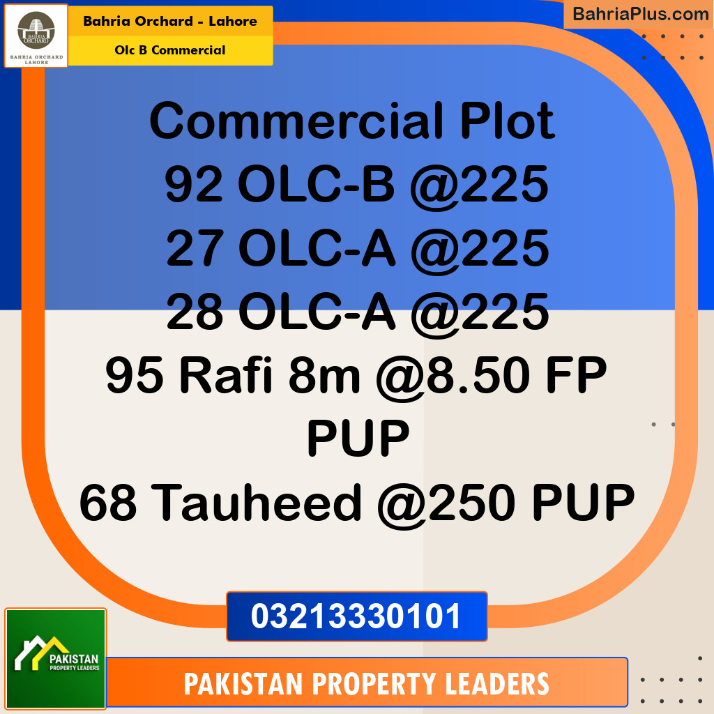 5 Marla Commercial Plot for Sale in OLC B Commercial -  Bahria Orchard, Lahore - (BP-230638)
